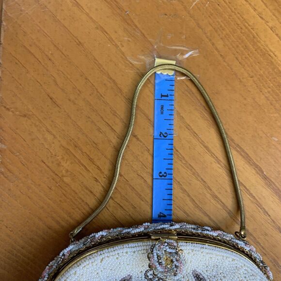 Vintage 50s Ed B. Robinson Micro Bead Handbag Made In France Floral Coquette - Picture 16 of 16